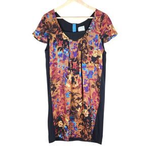 Maeve Anthropologie Medium Floral Print Shift Dress Black Chic Artsy Aesthetic